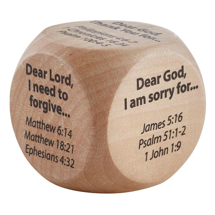 Wooden Prayer Starter Cube, With Bible References 3.5cm / 1.5 Inches Diameter