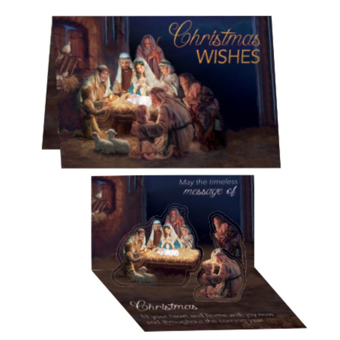 Christian Christmas Cards, 3D Pop Up Christmas Card, Nativity Design Christmas Wishes