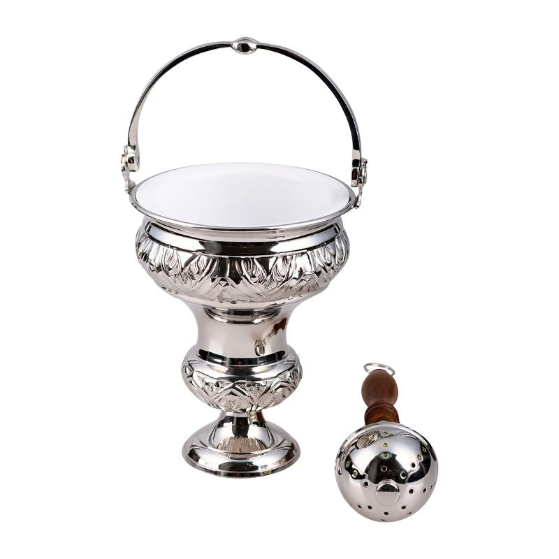 Holy Water Vat, Baroque Design Nickel Plated 30cm High Complete With ...