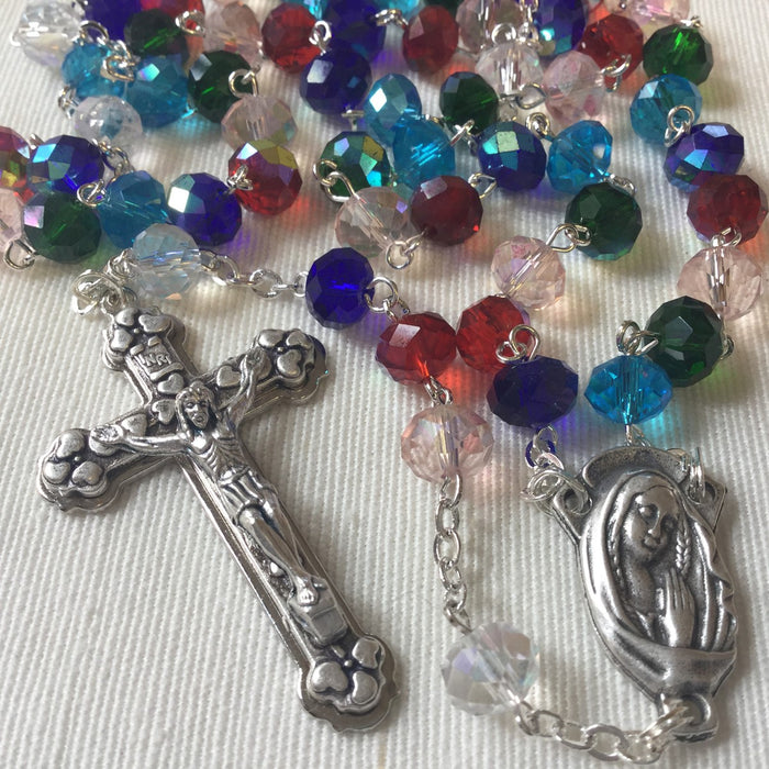 Multicoloured Glass Rosary 8mm Beads