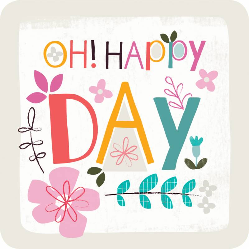 Oh Happy Day Coaster Size 9.5cm 3.75 Inches Square Pilgrim