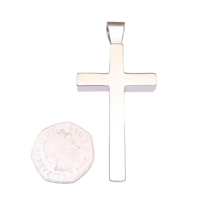 Sterling Silver Cross Pendant 65mm High Thick Cast SPECIAL ORDER ONLY