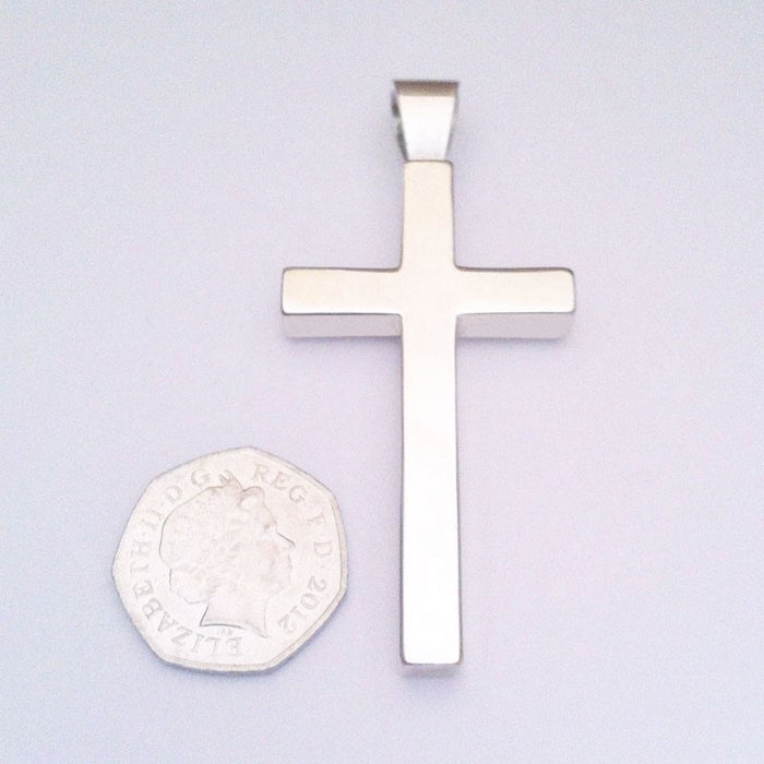 Sterling Silver Cross Pendant 65mm High Thick Cast SPECIAL ORDER ONLY