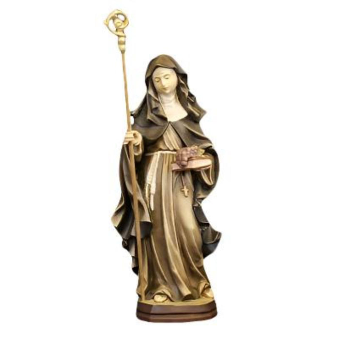 Saint Scolastica Statue 25cm - 10 Inches High Woodcarving Catholic Statue